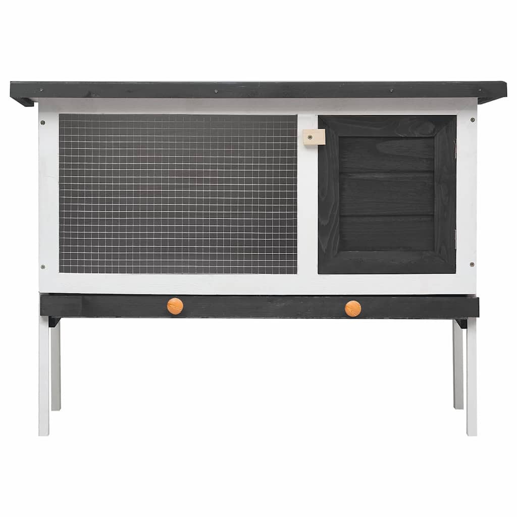 vidaXL Rabbit Hutch | Grey | Solid pine wood | 90 x 45 x 65 cm | Rabbit Hutch 3
