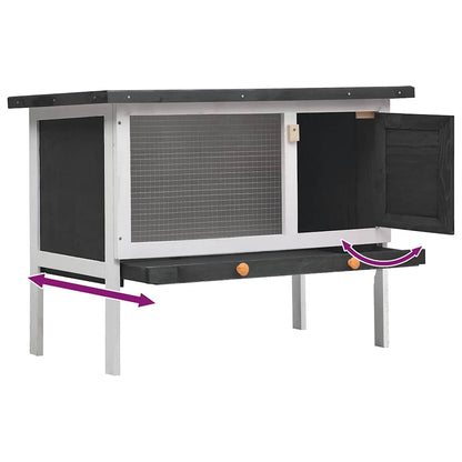 vidaXL Rabbit Hutch | Grey | Solid pine wood | 90 x 45 x 65 cm | Rabbit Hutch 5