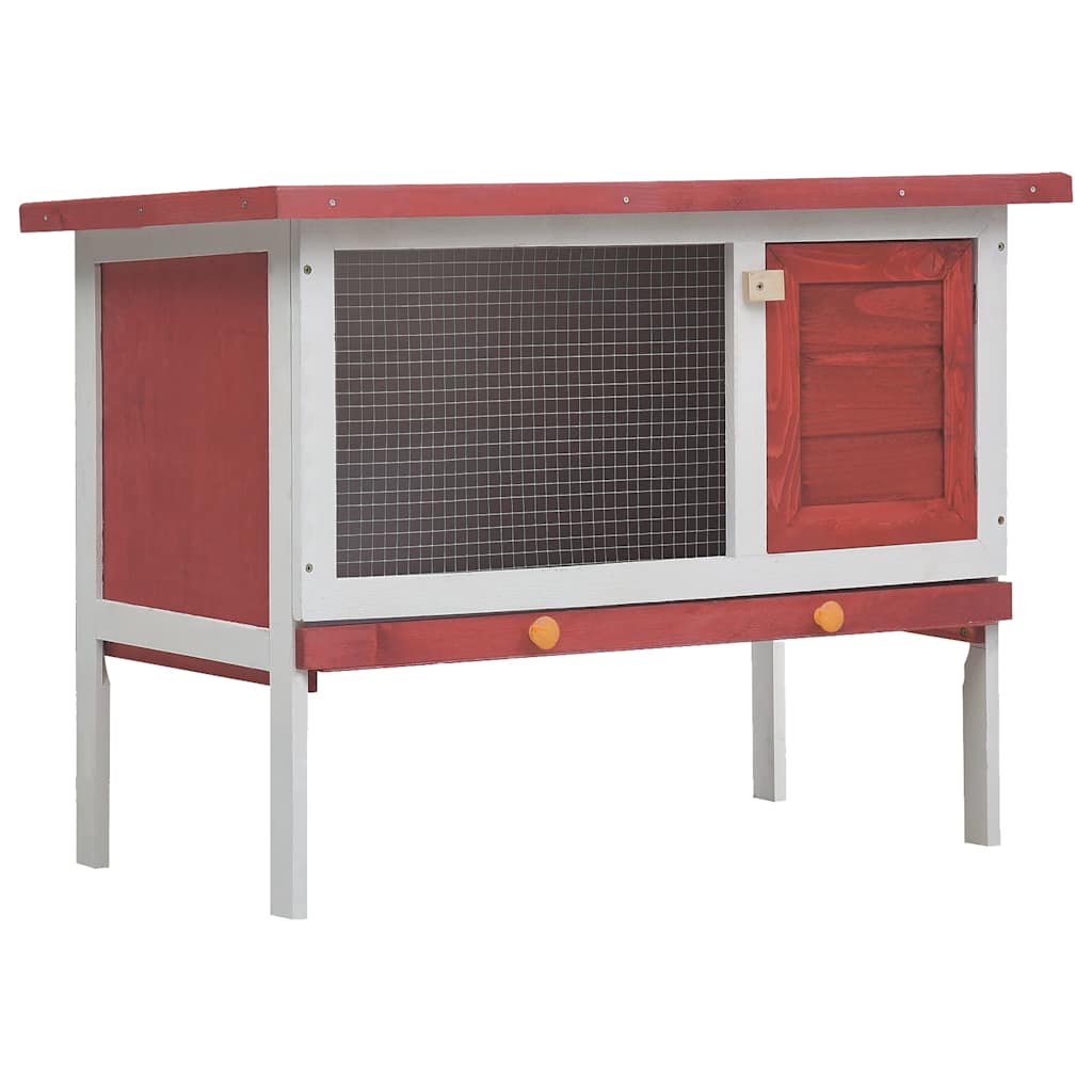 vidaXL Rabbit Hutch | Red | Solid Pine Wood | One Size | Adjustable Armrests 1