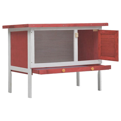 vidaXL Rabbit Hutch | Red | Solid Pine Wood | One Size | Adjustable Armrests 2