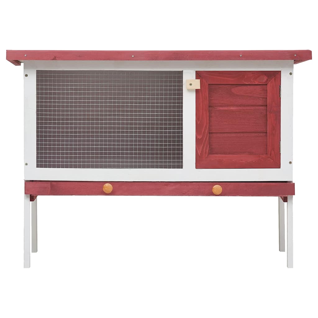 vidaXL Rabbit Hutch | Red | Solid Pine Wood | One Size | Adjustable Armrests 3