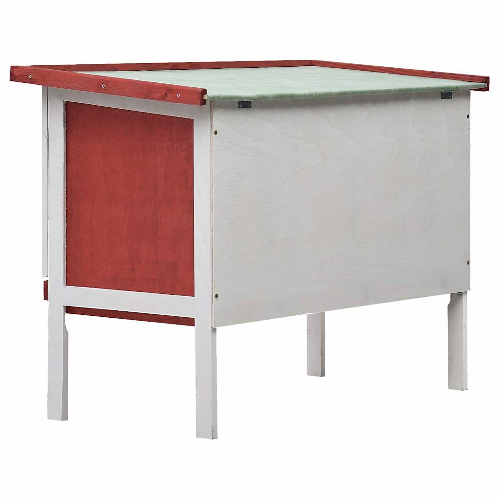 vidaXL Rabbit Hutch | Red | Solid Pine Wood | One Size | Adjustable Armrests 4
