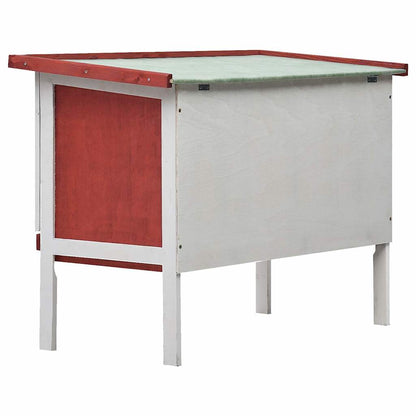 vidaXL Rabbit Hutch | Red | Solid Pine Wood | One Size | Adjustable Armrests 4