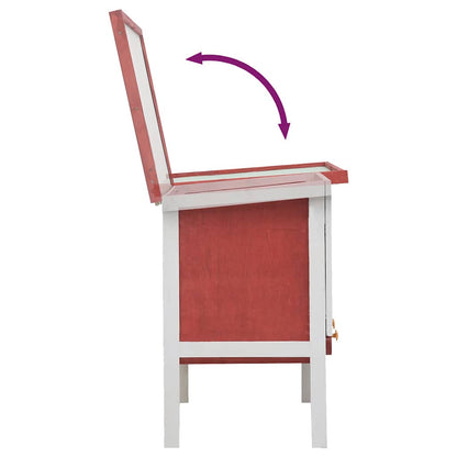 vidaXL Rabbit Hutch | Red | Solid Pine Wood | One Size | Adjustable Armrests 6