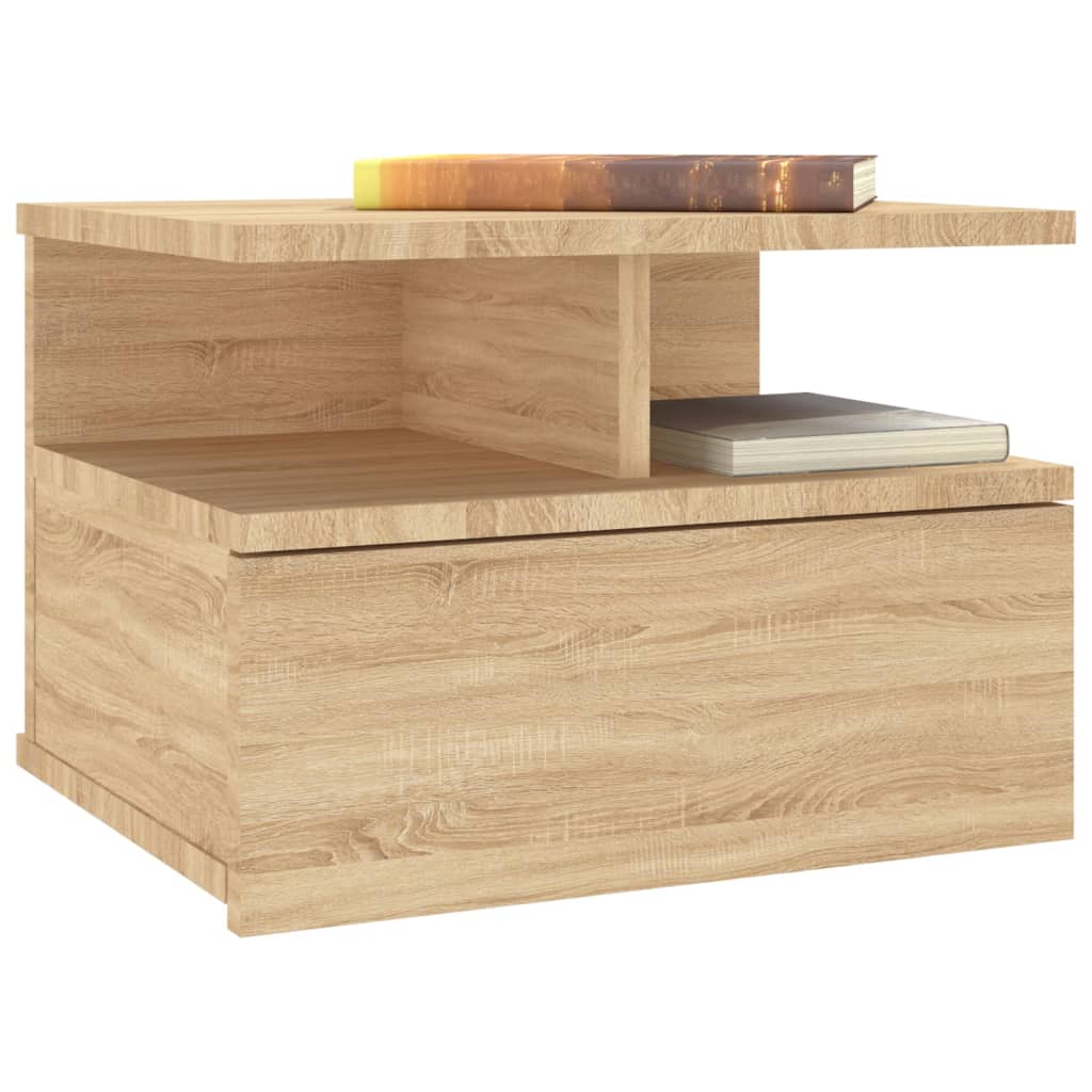 vidaXL Floating Nightstand | Set of 2 | Sonoma oak | Engineered wood | Compact 3