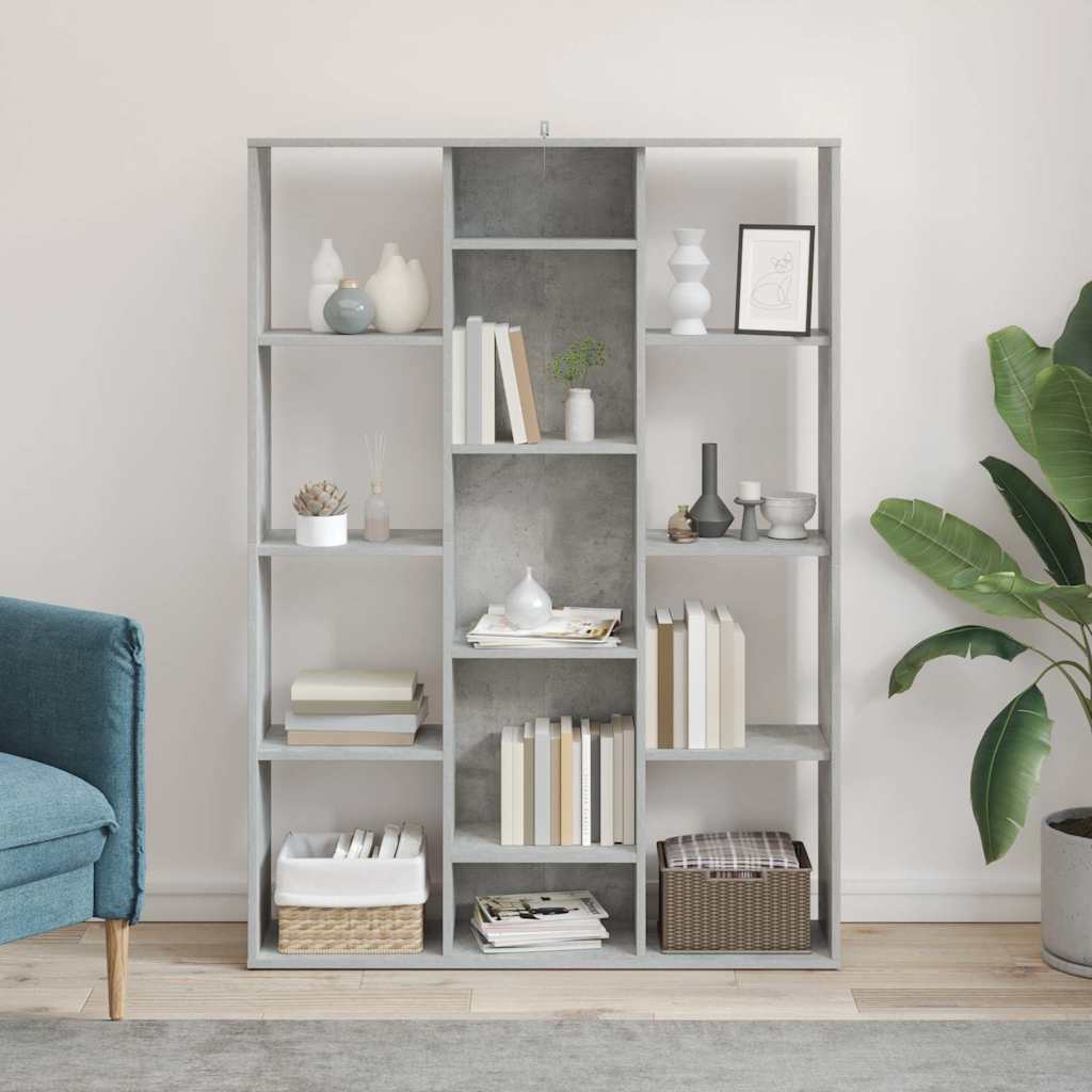 vidaXL Room Divider/Book Cabinet Concrete Grey 100x24x140 cm Engineered Wood 3