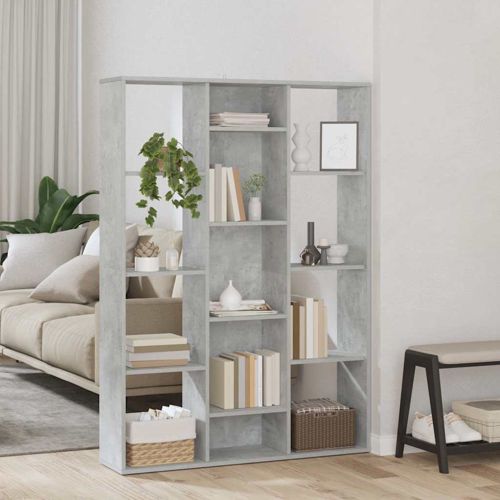 vidaXL Room Divider/Book Cabinet Concrete Grey 100x24x140 cm Engineered Wood 1