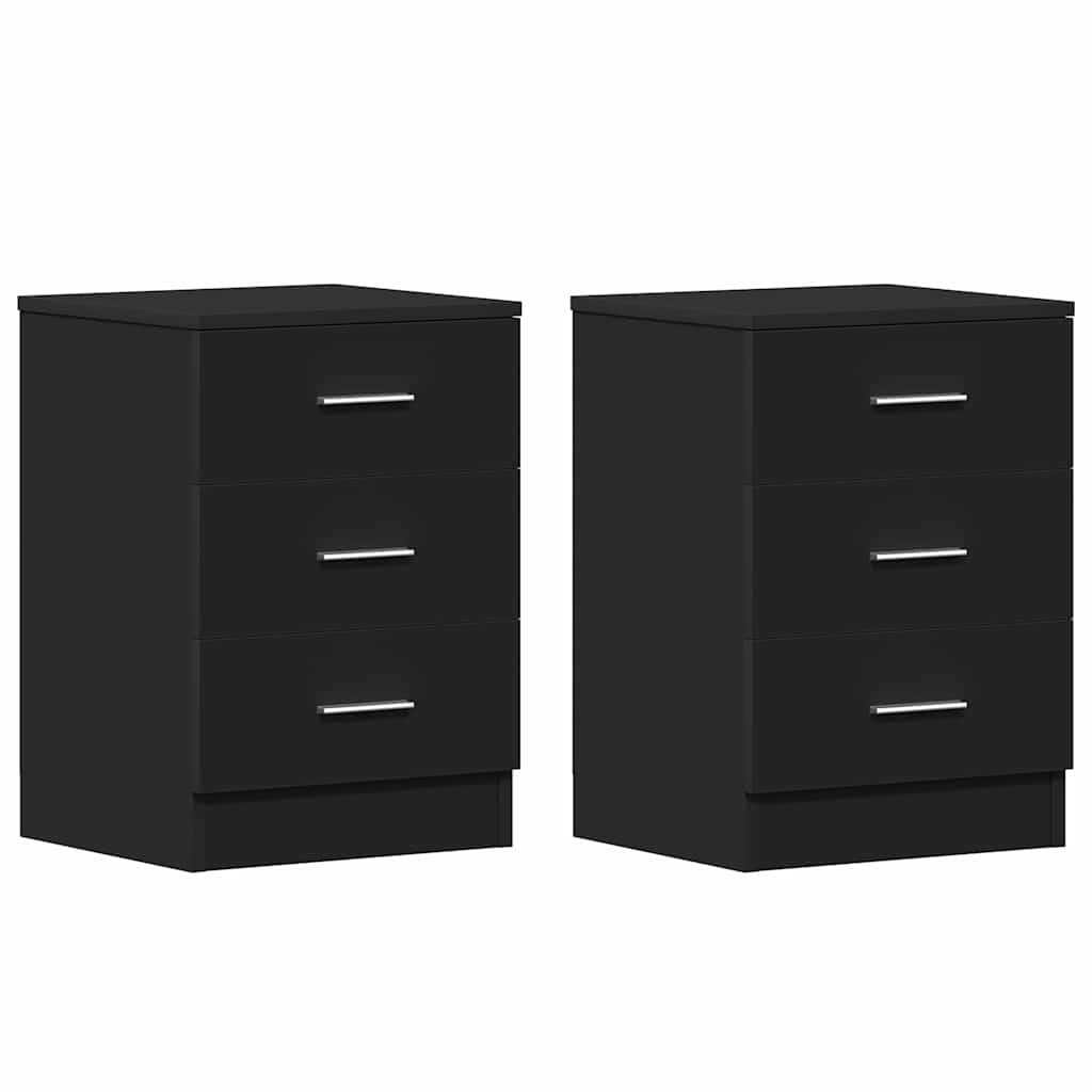 vidaXL Bedside Cabinet | Set of 2 | Black | Engineered wood | Medium 2