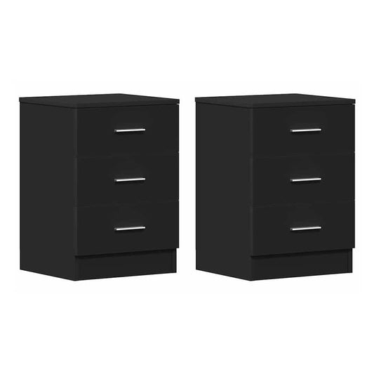 Bedside Cabinets 38x35x56 cm Engineered Wood 2 Black