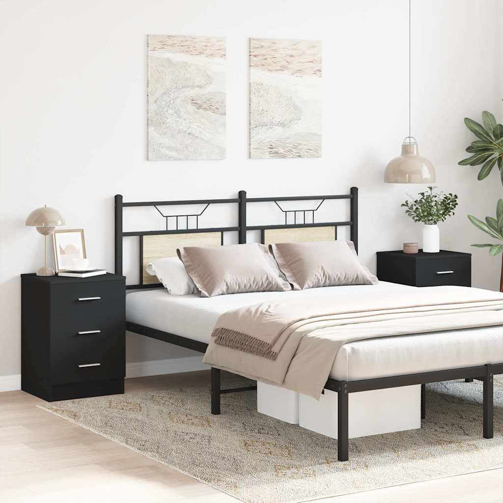 vidaXL Bedside Cabinet | Set of 2 | Black | Engineered wood | Medium 3