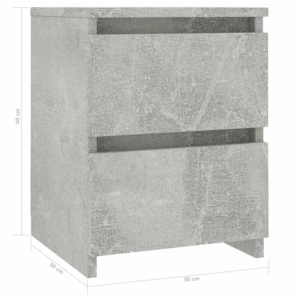 800522 vidaXL Bedside Cabinets 2 pcs Concrete Grey 30x30x40 cm Engineered Wood 6