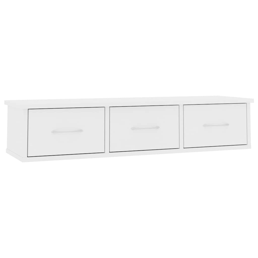 800594 vidaXL Wall-mounted Drawer Shelf White 88x26x18,5 cm Engineered Wood 2