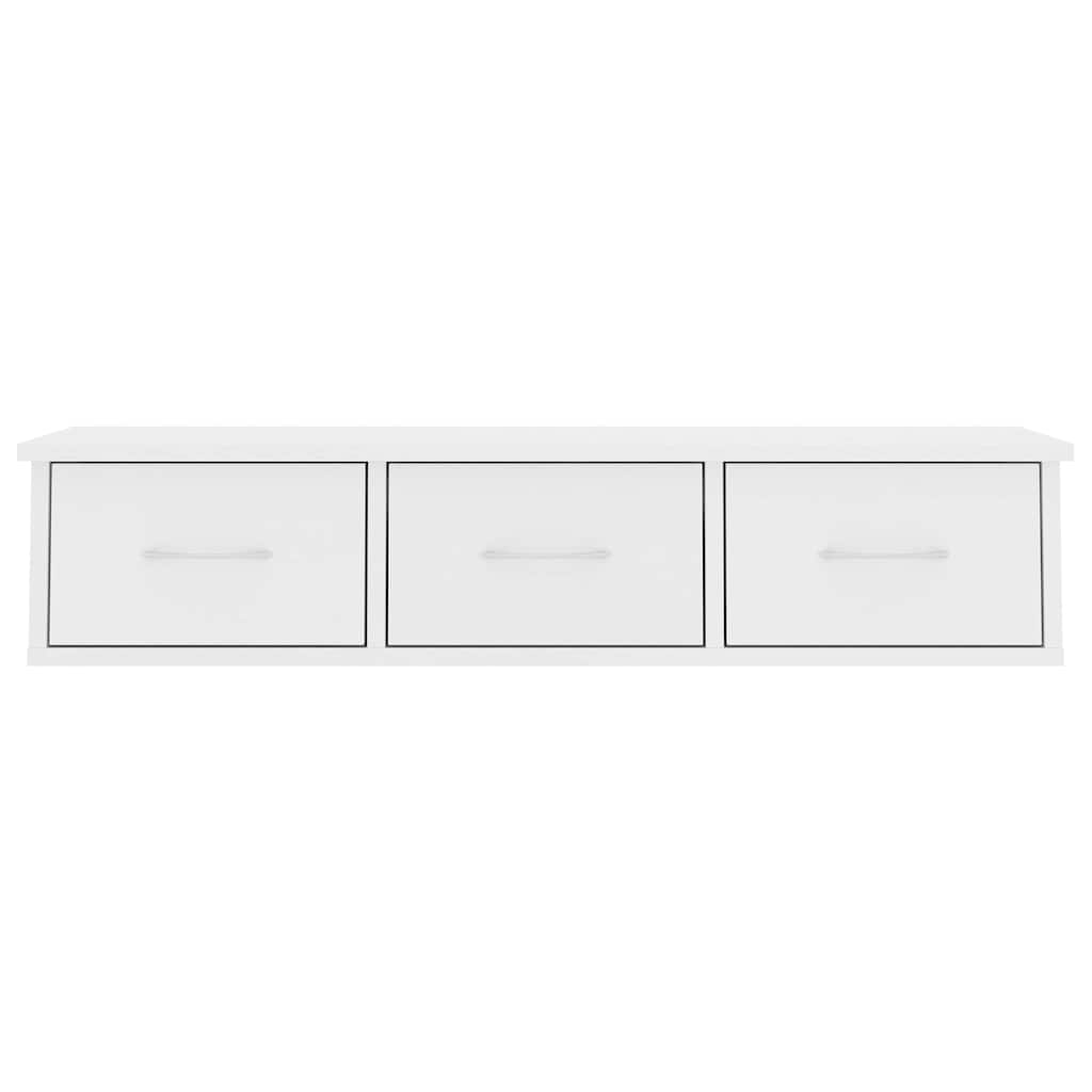 800594 vidaXL Wall-mounted Drawer Shelf White 88x26x18,5 cm Engineered Wood 3
