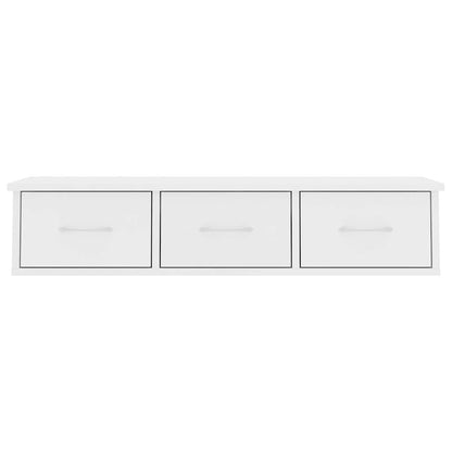 800594 vidaXL Wall-mounted Drawer Shelf White 88x26x18,5 cm Engineered Wood 3