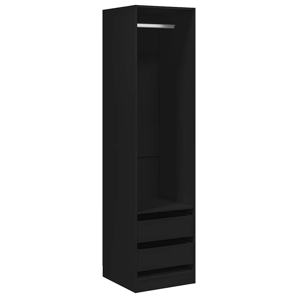 vidaXL Wardrobe with Drawers Black 50x50x200 cm Engineered Wood 2