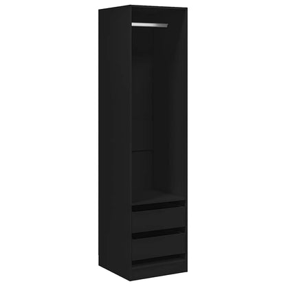 vidaXL Wardrobe with Drawers Black 50x50x200 cm Engineered Wood 2
