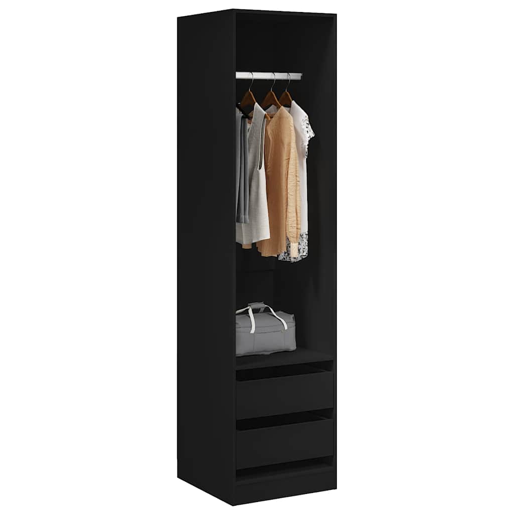 vidaXL Wardrobe with Drawers Black 50x50x200 cm Engineered Wood 3