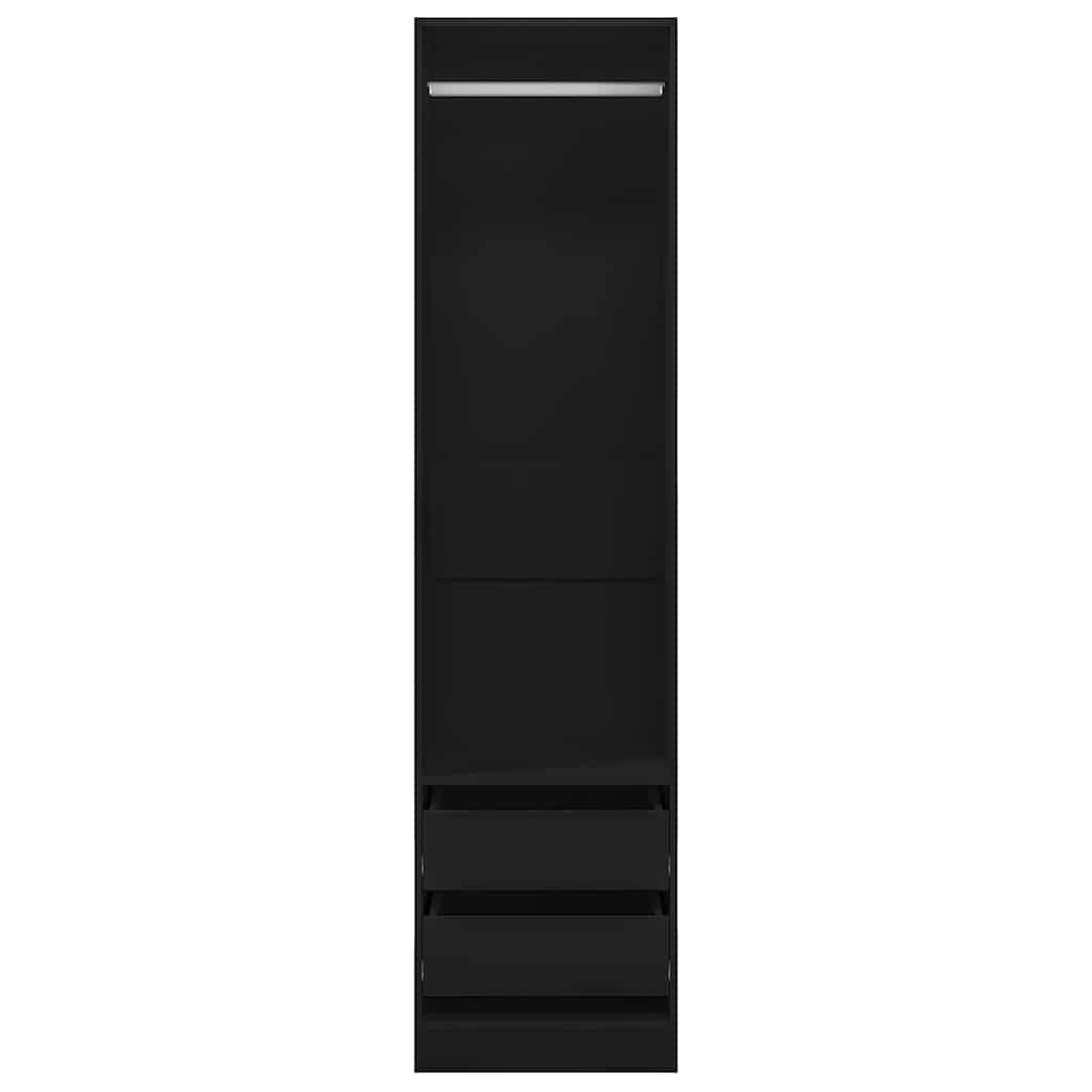 vidaXL Wardrobe with Drawers Black 50x50x200 cm Engineered Wood 4