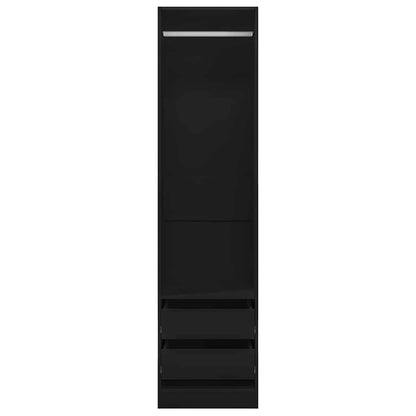 vidaXL Wardrobe with Drawers Black 50x50x200 cm Engineered Wood 4