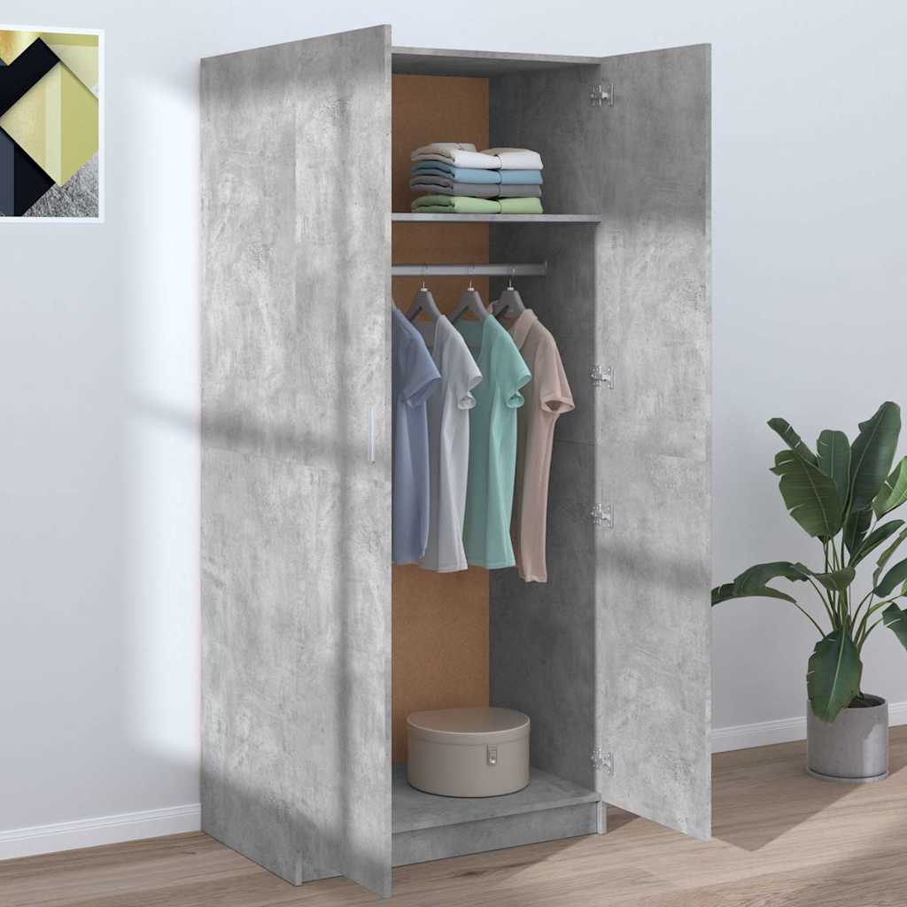 vidaXL Wardrobe | Concrete grey | Engineered wood | Compact | Wardrobe 3