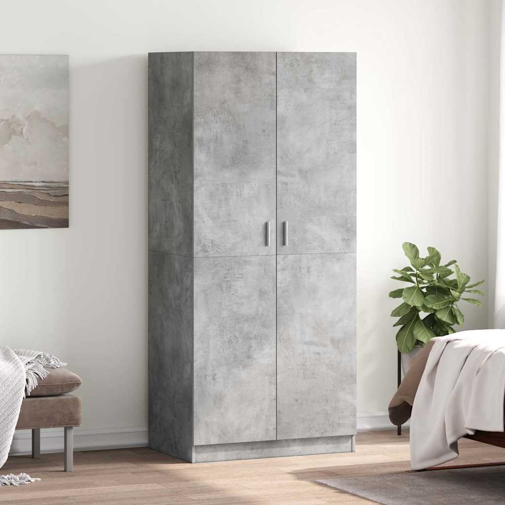 Wardrobe 80x52x180 cm Engineered Wood Concrete grey