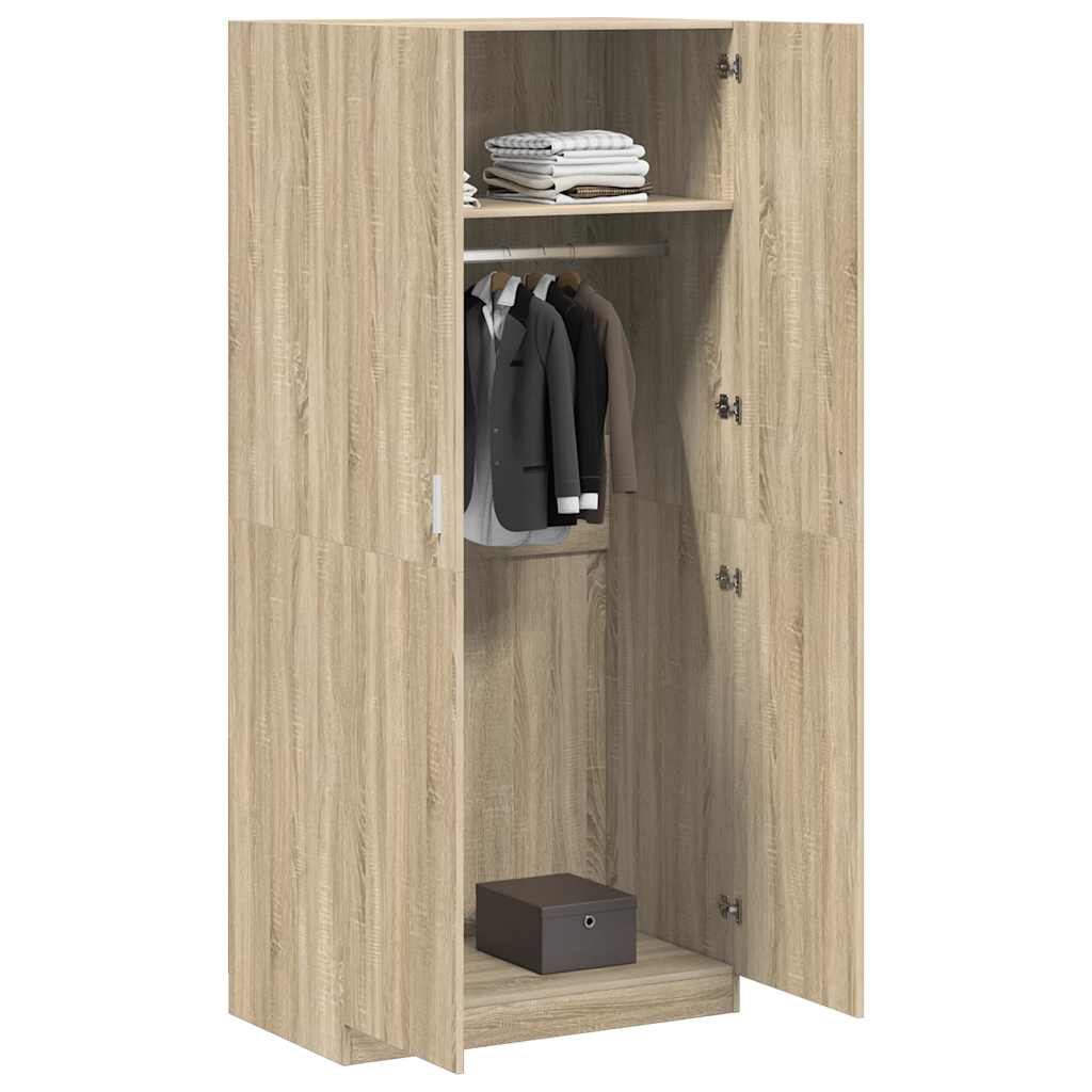 vidaXL Wardrobe | Sonoma Oak | Engineered Wood | Compact | Wardrobe 4