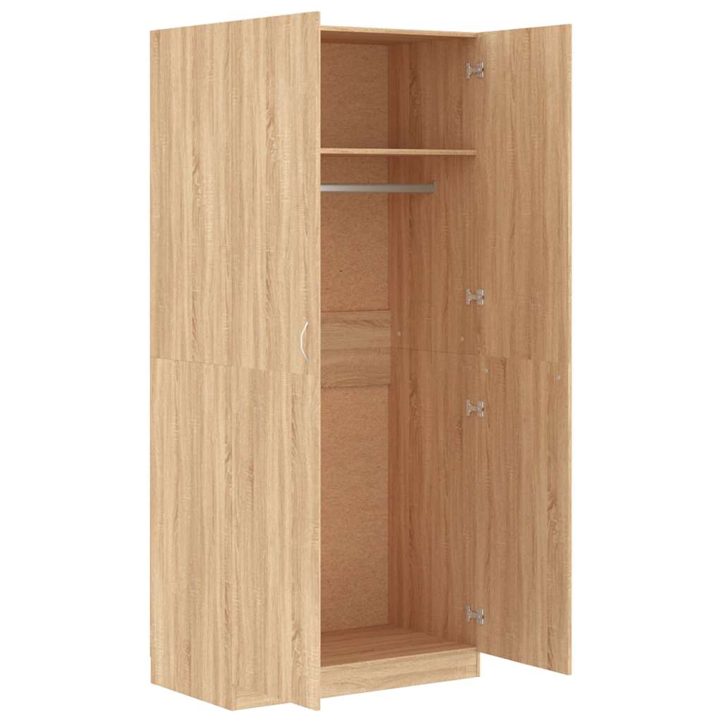 vidaXL Wardrobe | Sonoma Oak | Engineered Wood | Compact | Wardrobe 6