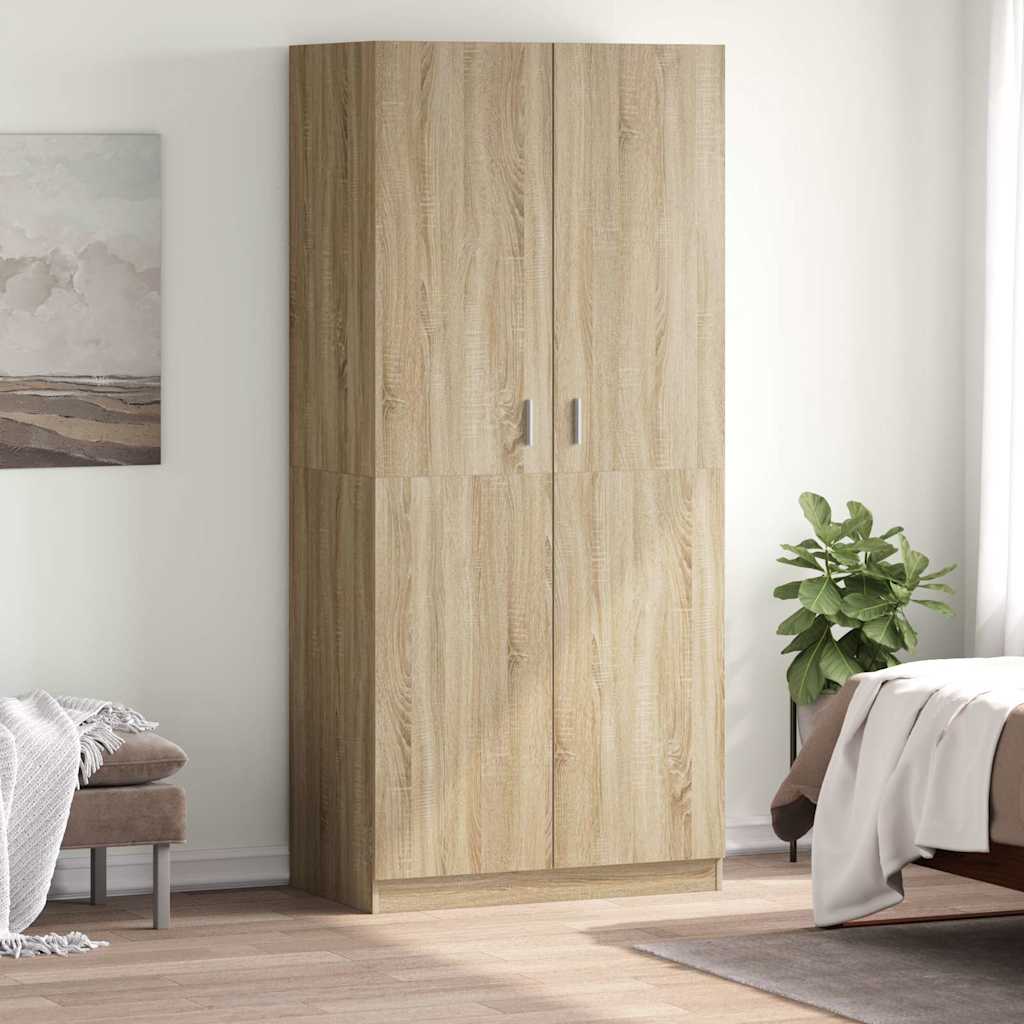 vidaXL Wardrobe | Sonoma Oak | Engineered Wood | Compact | Wardrobe 1