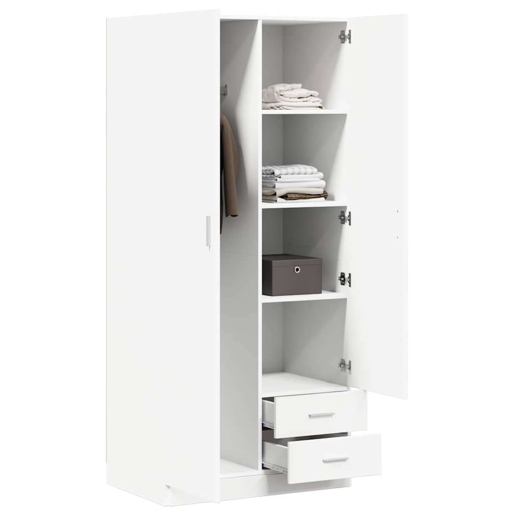 vidaXL Wardrobe | White | Engineered Wood | Compact | Wardrobe | Rectangular 3