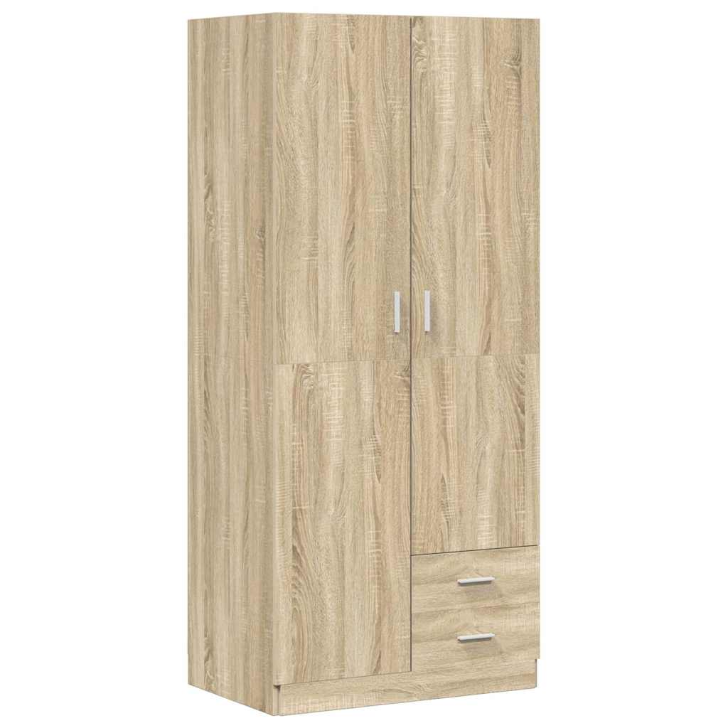 vidaXL Wardrobe | Sonoma oak | Engineered wood | Compact | Wardrobe 2