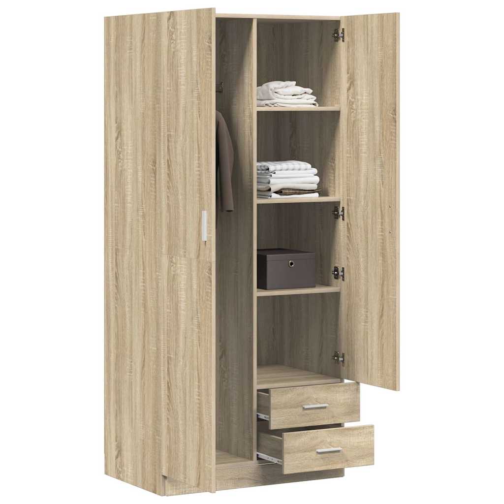 vidaXL Wardrobe | Sonoma oak | Engineered wood | Compact | Wardrobe 3