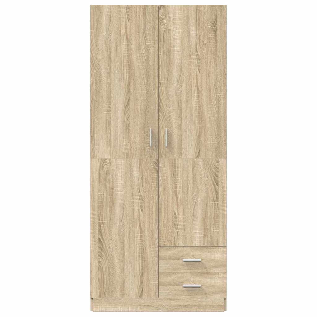 vidaXL Wardrobe | Sonoma oak | Engineered wood | Compact | Wardrobe 4
