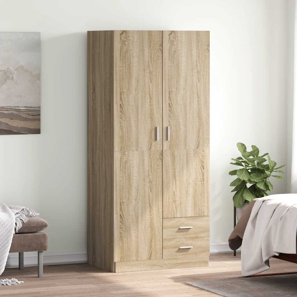 vidaXL Wardrobe | Sonoma oak | Engineered wood | Compact | Wardrobe 1