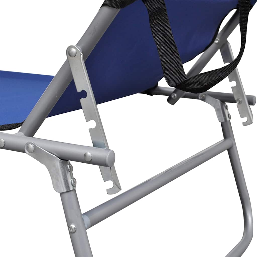 vidaXL Folding Sun Lounger with Canopy Blue Aluminium 5