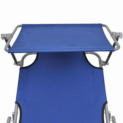 vidaXL Folding Sun Lounger with Canopy Blue Aluminium 6