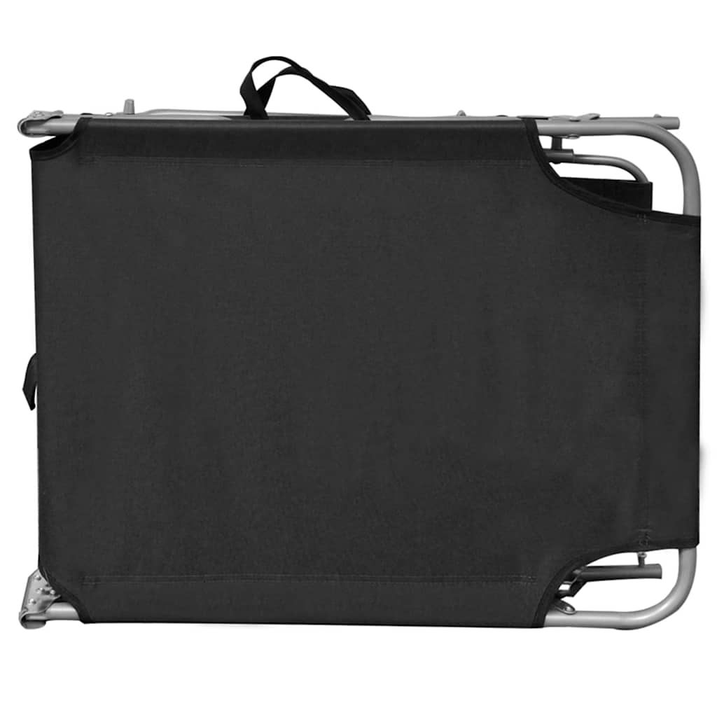 vidaXL Folding Sun Lounger with Canopy Black Aluminium 4