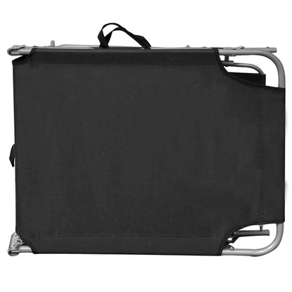 vidaXL Folding Sun Lounger with Canopy Black Aluminium 4