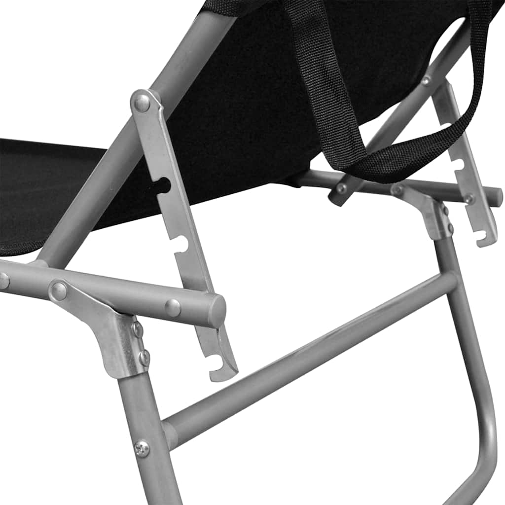 vidaXL Folding Sun Lounger with Canopy Black Aluminium 5