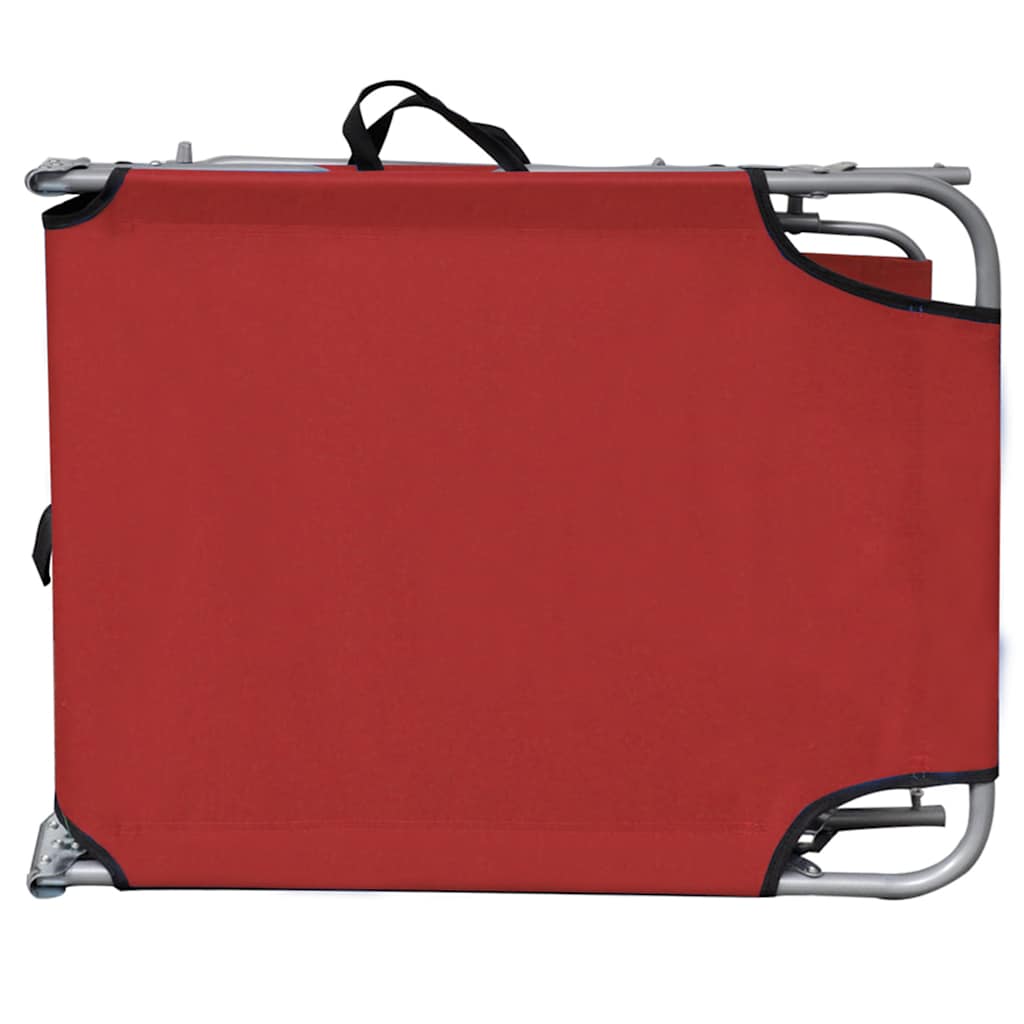 vidaXL Folding Sun Lounger with Canopy Red Aluminium 4