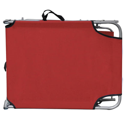 vidaXL Folding Sun Lounger with Canopy Red Aluminium 4