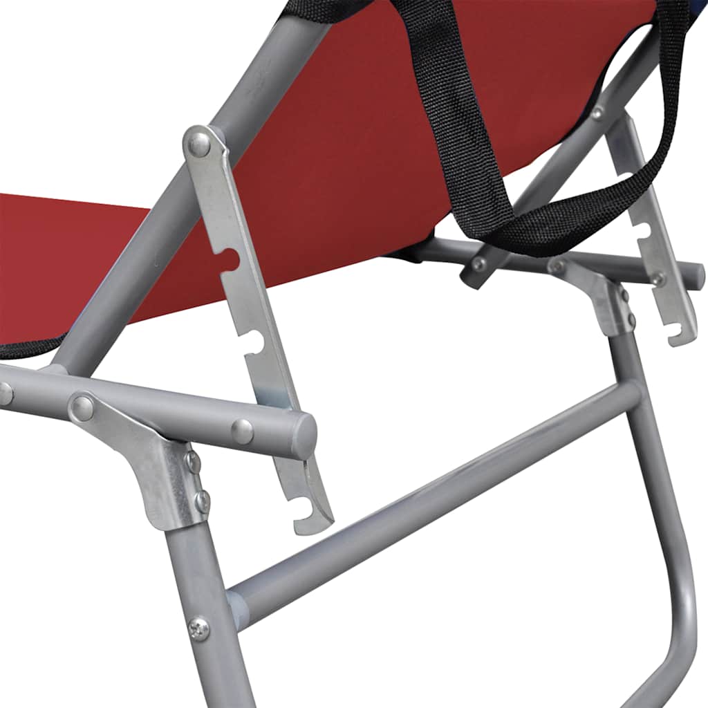 vidaXL Folding Sun Lounger with Canopy Red Aluminium 5