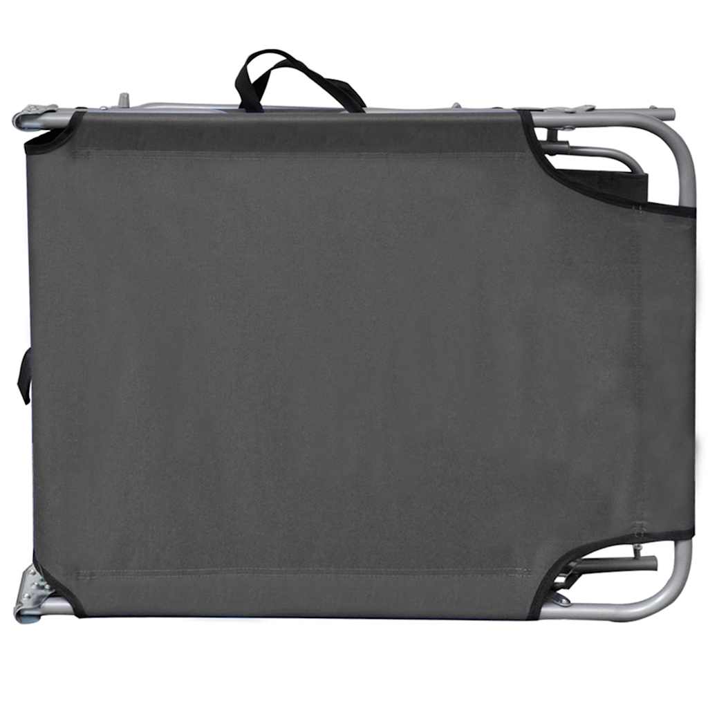 vidaXL Folding Sun Lounger with Canopy Grey Aluminium 4