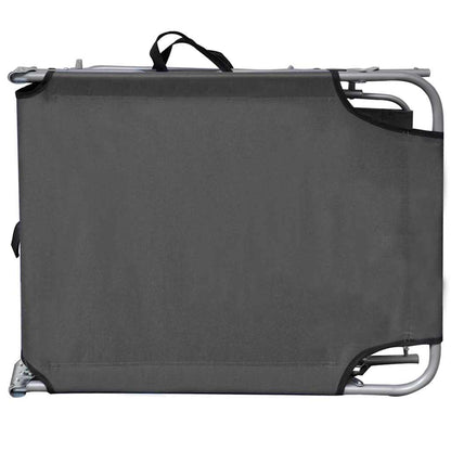 vidaXL Folding Sun Lounger with Canopy Grey Aluminium 4