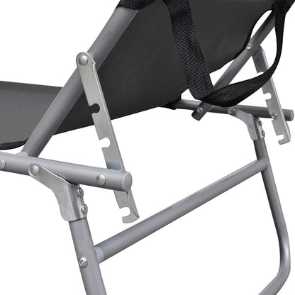 vidaXL Folding Sun Lounger with Canopy Grey Aluminium 5