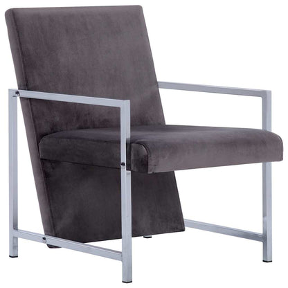 vidaXL Armchair with Chrome Feet Dark Gray Velvet 2