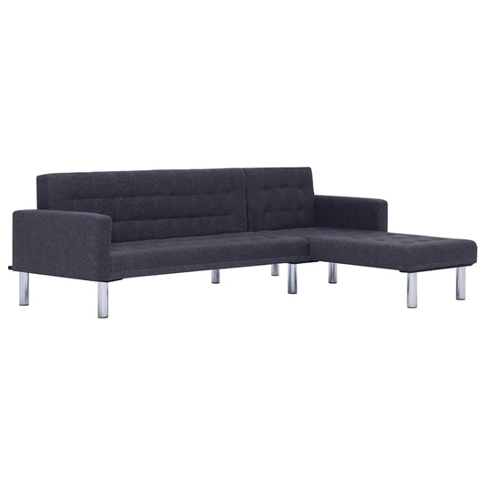 vidaXL L-shaped Sofa Bed Dark grey Polyester 2