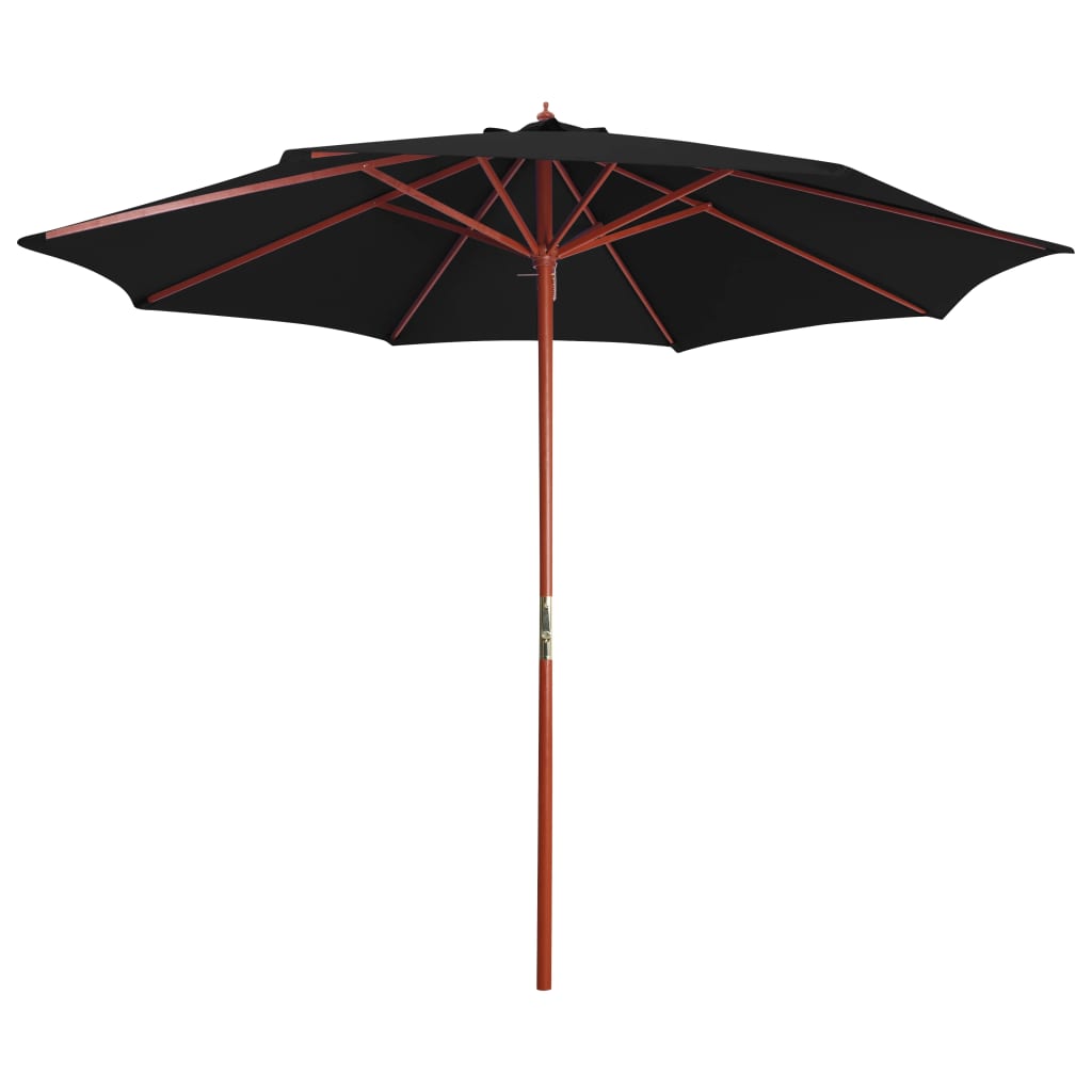 vidaXL Garden Parasol | Black | Polyester | Large | Collapsible | Garden Parasol 1