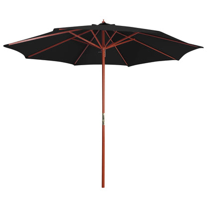 vidaXL Garden Parasol | Black | Polyester | Large | Collapsible | Garden Parasol 1