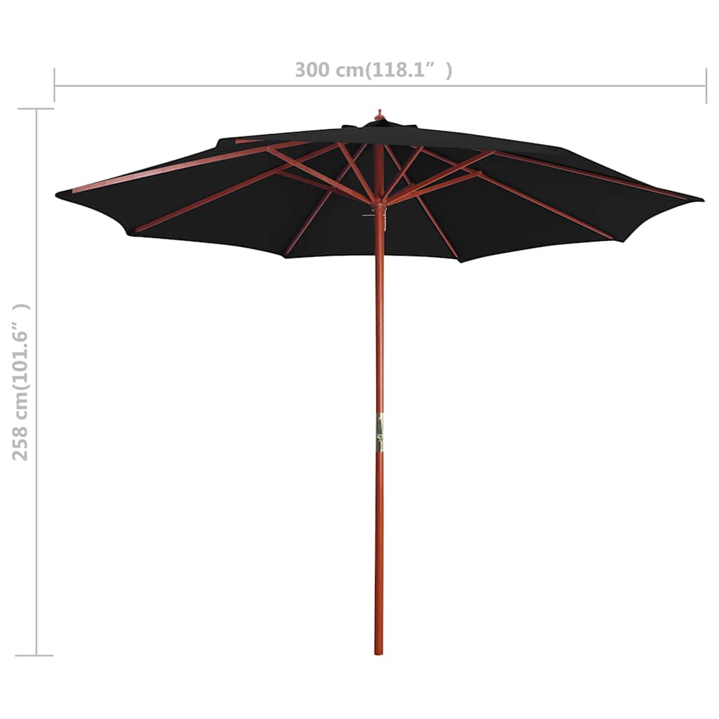 vidaXL Garden Parasol | Black | Polyester | Large | Collapsible | Garden Parasol 6