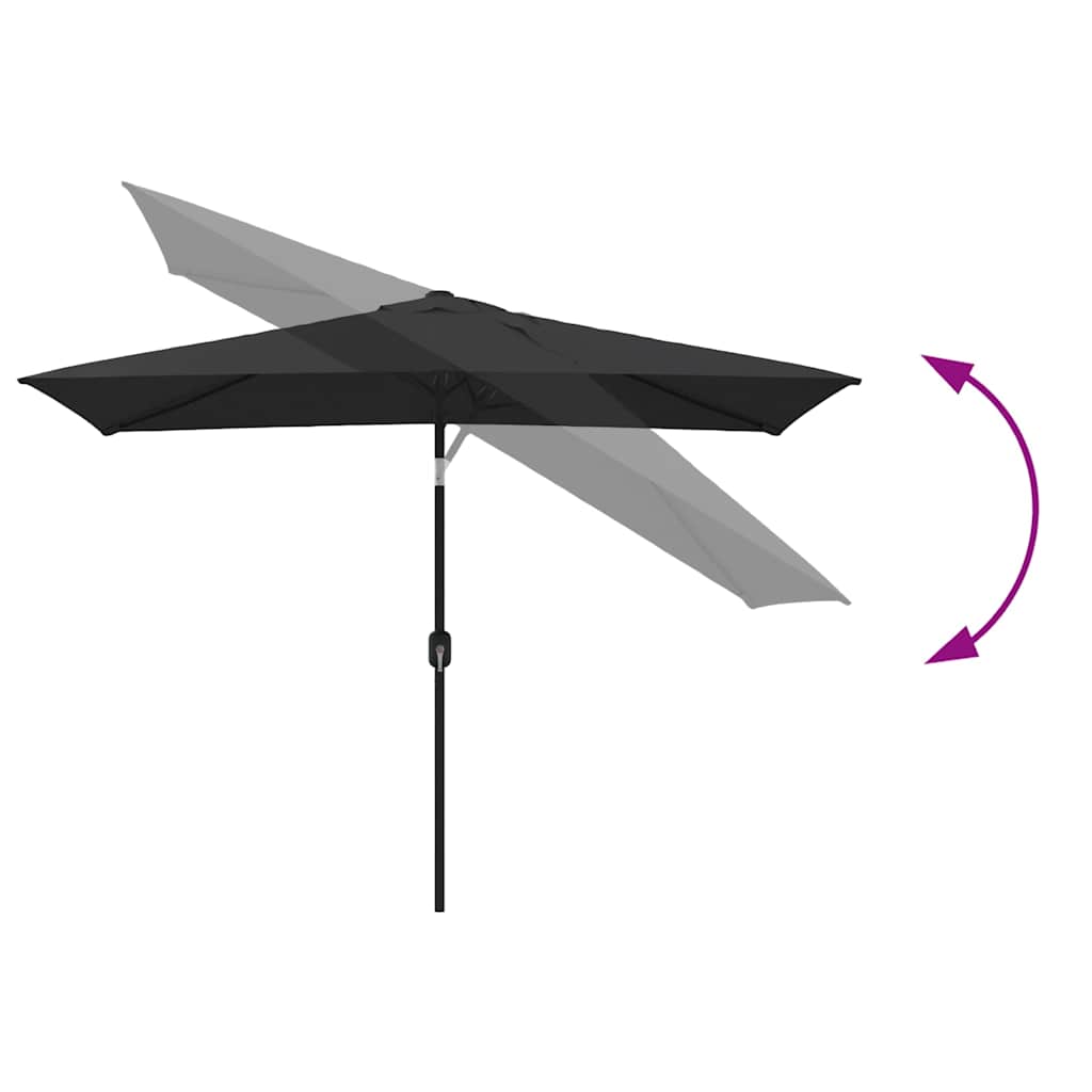 vidaXL Garden Parasol with Metal Pole 300x200 cm Black 5